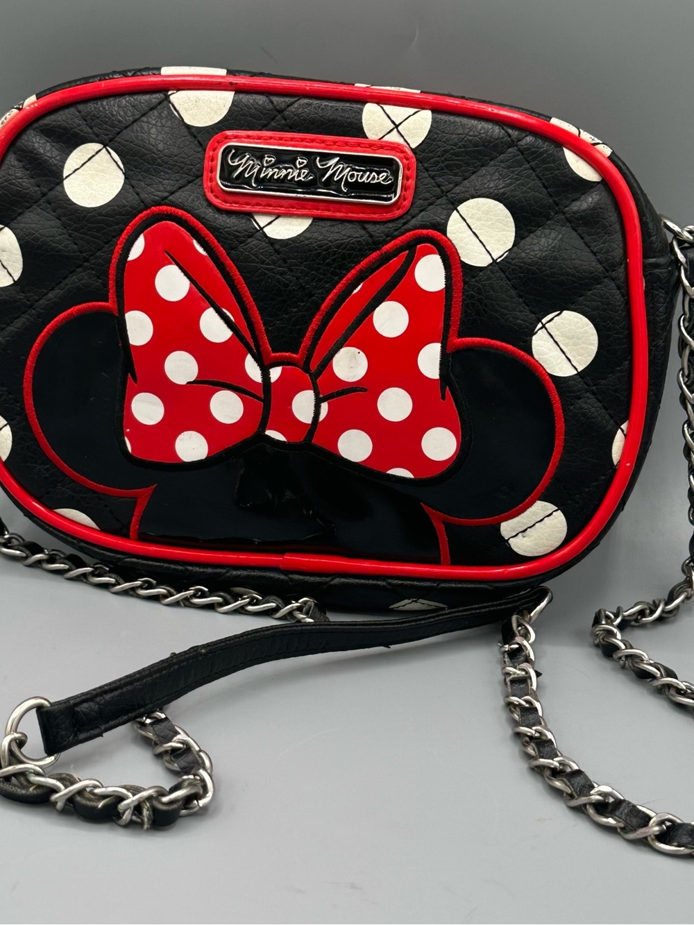 Loungefly Disney Minnie Mouse Quilted Bow Head Crossbody Bag